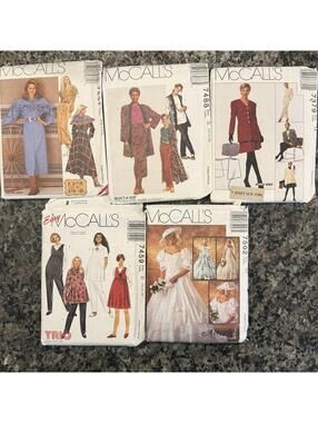 Lot of 5 McCall’s Womenswear 80s Sewing Patterns - Vintage Open Pack But Unused